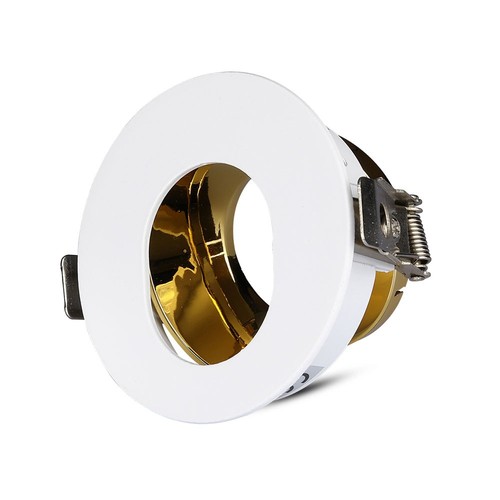 GU10 inbouwspot - Rond, wit/goud, aluminium, IP20, gat: Ø7,5 cm, afm: Ø8 cm
