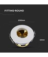 GU10 inbouwspot - Rond, wit/goud, aluminium, IP20, gat: Ø7,5 cm, afm: Ø8 cm