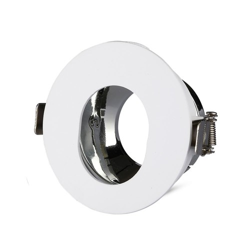GU10 inbouwspot - Rond, wit/chroom, IP20, Gat: Ø7,5 cm, Afm: Ø8 cm