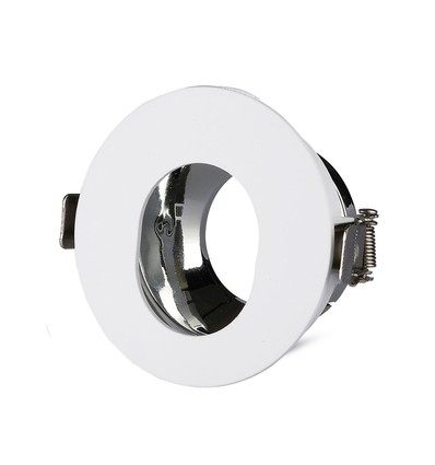 GU10 inbouwspot - Rond, wit/chroom, IP20, Gat: Ø7,5 cm, Afm: Ø8 cm