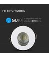 GU10 inbouwspot - Rond, wit/chroom, IP20, Gat: Ø7,5 cm, Afm: Ø8 cm