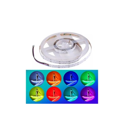 5m 24W/m RGB+WW COB-LED strip - 24V DC, IP20, 840 LED's per meter, COB LED