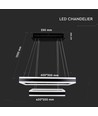 115W Soft Light kroonluchter, dimbaar - 6300lm, 3000K, zwart, 360 graden, hoogte 120cm