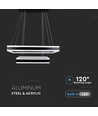 115W Soft Light kroonluchter, dimbaar - 6300lm, 3000K, zwart, 360 graden, hoogte 120cm