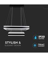 115W Soft Light kroonluchter, dimbaar - 6300lm, 3000K, zwart, 360 graden, hoogte 120cm