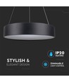 20W LED hanglamp, Ø45cm, zwart - Dimbaar, 3000K, 120cm draad, warm wit