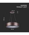 20W LED hanglamp, Ø45cm - Koffiebruin, 3000K, dimbaar, 1,2m draadophanging