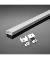 2m witte aluminium profiel montageset - Inclusief montageclips, afdekking en eindkappen, 17,4x7mm, wit