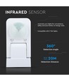 V-Tac IP65 infrarood bewegingssensor, wit - 360 graden, 20m bereik, max 1000W LED, buiten/binnen