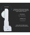 V-Tac IP65 infrarood bewegingssensor, wit - 360 graden, 20m bereik, max 1000W LED, buiten/binnen