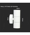 GU10 Wandlamp - 2-weg, Roestvrij Stalen Behuizing, IP44, Mat Wit