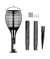Zonnecel luxe tuinlamp 4-in-1 - Zwart, vlam effect, 65 cm hoog