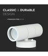 GU10 Wandlamp - 2-weg, Roestvrij Stalen Behuizing, IP44, Mat Wit
