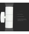 GU10 Wandlamp - 2-weg, Roestvrij Stalen Behuizing, IP44, Mat Wit