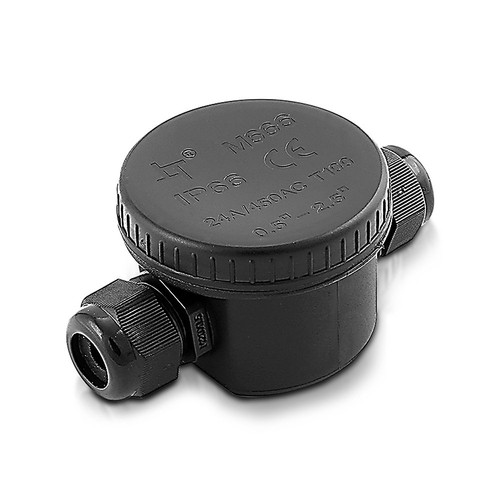 Waterdichte 2-weg kabeldoos - IP66, zwart, 24A, UV-bestendig, 450V, voor breedstralers