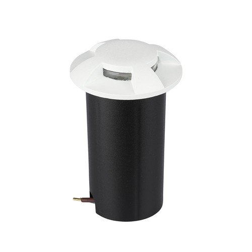 1W LED steplight voor inbouw, 12V - IP67, 4-weg licht, koud wit, Ø6cm, witte rand