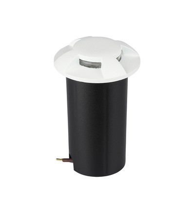1W LED steplight voor inbouw, 12V - IP67, 4-weg licht, koud wit, Ø6cm, witte rand