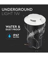 1W LED steplight voor inbouw, 12V - IP67, 4-weg licht, koud wit, Ø6cm, witte rand