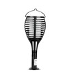 Zonnecel luxe tuinlamp 4-in-1 - Zwart, vlam effect, 65 cm hoog