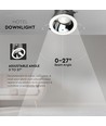 6W LED COB Hotel Downlight, RA95 - CREE chip, zilveren reflector, verstelbaar, inbouwspot