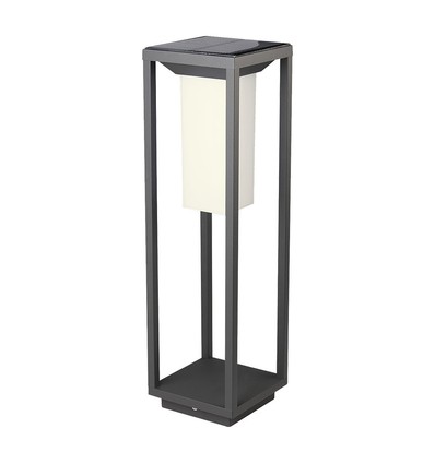 2W solar tuinlamp met spies en sensor - Samsung LED chip, IP65, 3000K, grijs, 50cm hoog