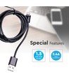 1,5m zwarte MFi Lightning kabel - 2A, Apple gecertificeerd, duurzaam design