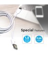 1,5m MFI Lightning naar USB kabel, 2.4A - Wit, Apple gecertificeerd, flexibel en duurzaam