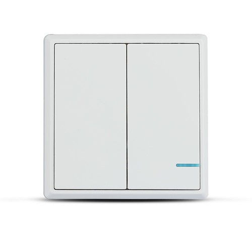 2-knops draadloze schakelaar, 1-wegs - IP54, wit, 86x86mm, batterijgevoed, bereik tot 600m