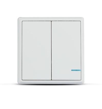 2-knops draadloze schakelaar, 1-wegs - IP54, wit, 86x86mm, batterijgevoed, bereik tot 600m