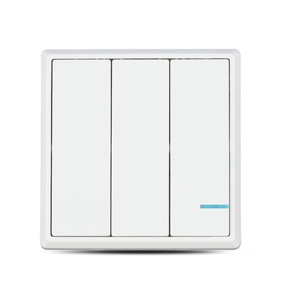3-knops draadloze smart schakelaar, 1-wegs - IP54, wit, batterijgevoed, bereik tot 600m