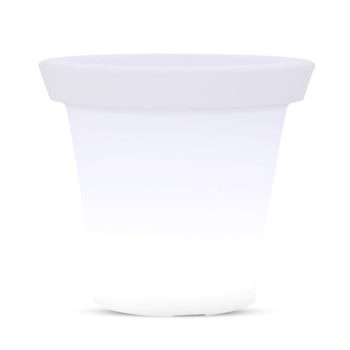 36cm LED bloempot met RGBW - Ø35,5 x 32,5 cm, oplaadbaar, incl. afstandsbediening, witte behuizing