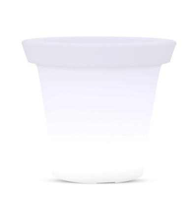 36cm LED bloempot met RGBW - Ø35,5 x 32,5 cm, oplaadbaar, incl. afstandsbediening, witte behuizing