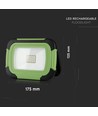 10W oplaadbare LED breedstraler - Samsung LED chip, IP44, SOS flash, USB output, groen/zwart