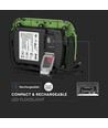 10W oplaadbare LED breedstraler - Samsung LED chip, IP44, SOS flash, USB output, groen/zwart