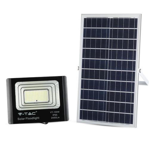 35W Solara LED breedstraler met zonnepaneel - IP65, zwart, afstandsbediening