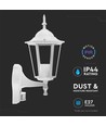 V-Tac witte wandlamp met sensor - IP44 buiten, E27 fitting, zonder lichtbron