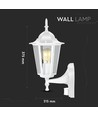 V-Tac witte wandlamp met sensor - IP44 buiten, E27 fitting, zonder lichtbron