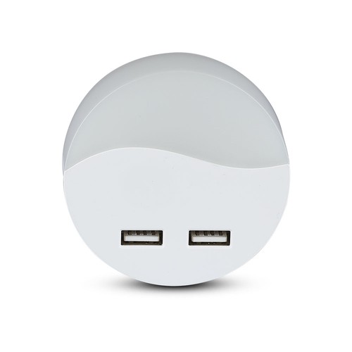0,45W Nachtlampje met USB - Rond, 3000K, Automatische inschakeling bij duisternis, Samsung LED Chip