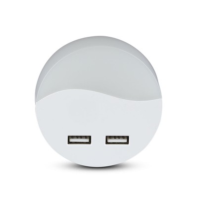 0,45W Nachtlampje met USB - Rond, 3000K, Automatische inschakeling bij duisternis, Samsung LED Chip