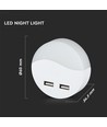 0,45W Nachtlampje met USB - Rond, 3000K, Automatische inschakeling bij duisternis, Samsung LED Chip