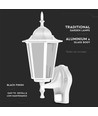 V-Tac witte wandlamp met sensor - IP44 buiten, E27 fitting, zonder lichtbron