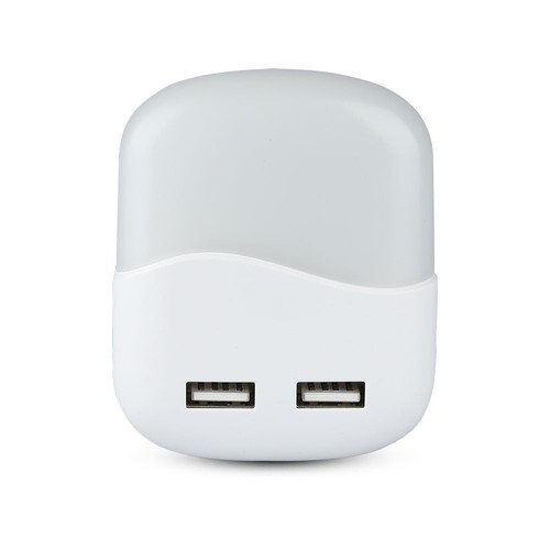 V-tac Nachtlamp met USB - Automatische inschakeling bij duisternis, Samsung chip, 0,45W, 3000K, vierkant