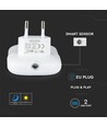 V-tac Nachtlamp met USB - Automatische inschakeling bij duisternis, Samsung chip, 0,45W, 3000K, vierkant