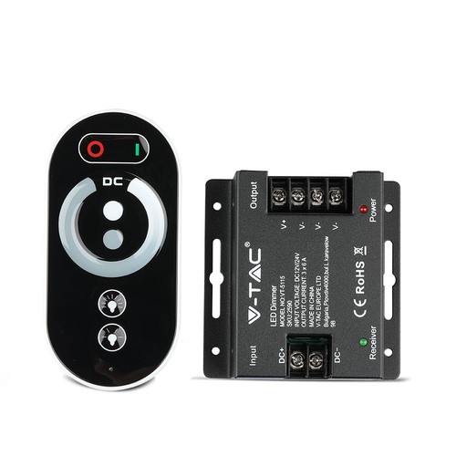 RF LED dimmer met touch afstandsbediening, 12V/24V - 3 kanalen, 18A, zwart, voor LED strips
