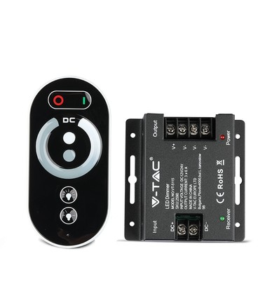 RF LED dimmer met touch afstandsbediening, 12V/24V - 3 kanalen, 18A, zwart, voor LED strips