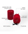 5W draagbare Bluetooth speaker, Rood - TWS functie, 1500mAh batterij, incl. Micro USB kabel