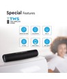 Draagbare Bluetooth speaker met stofontwerp - 2x3W, zwart, FM radio, USB/TF, TWS, oplaadbaar, 39,4cm lang