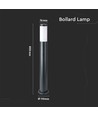 V-Tac grijze tuinlamp, roestvrij - 80 cm, IP44 buiten, E27 fitting, zonder lichtbron