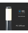 V-Tac grijze tuinlamp, roestvrij - 80 cm, IP44 buiten, E27 fitting, zonder lichtbron