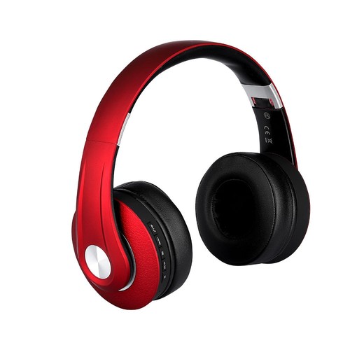 Bluetooth draadloze hoofdtelefoon - Rood, tot 12 uur speeltijd, Micro SD en AUX ingang